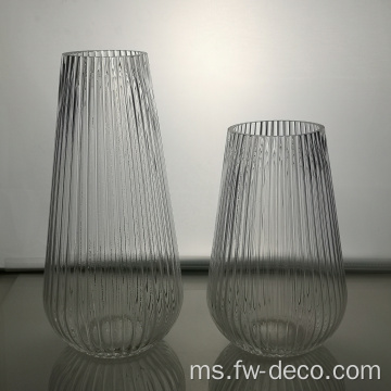 Silinder Telus Rumah Ribbed Glass Flower Vase